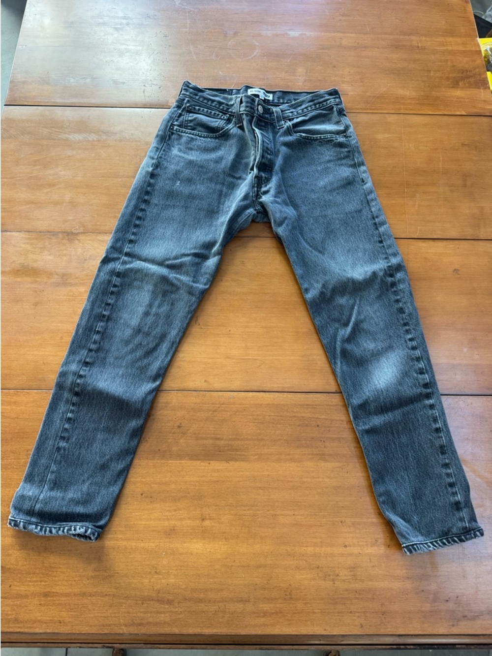 Re/Done Vintage Black Washed Slim-Straight Jeans Size 27